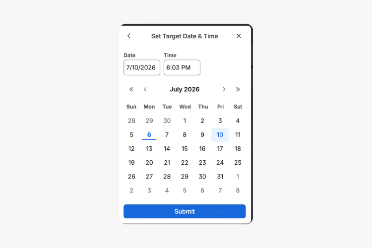 set target date & time